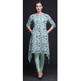 thumbnail image 3 of Bimba Green Artistic Printed Asymmetrical Kurti Tops for Women Indian Summer Dress Tunic XX-Large, 3 of 6