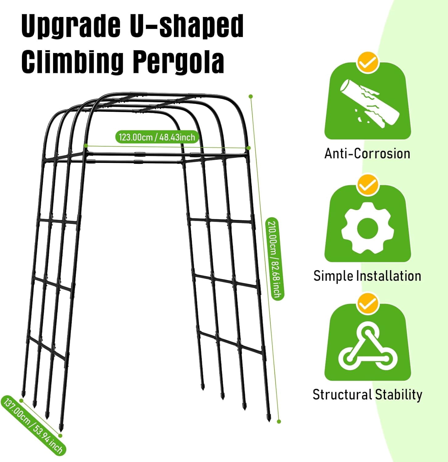 7FT Garden Trellis Arch for Climbing Plants – Tall Outdoor Metal Trellis for Vegetables, Peas, Tomatoes,﻿ Cucumber Trellis Arch & Vertical Garden Climber Plant Support for Vine Plants