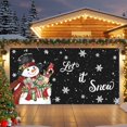 thumbnail image 2 of Fsddascl 7 x 16 Ft Christmas Garage Door Cover, Black Christmas Snowman Large Garage Door Banner, Xmas Botanical Birds Snowflake Hanging Garage Mural Background for Indoor Outdoor Xmas Party Supplies, 2 of 9