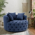 thumbnail image 2 of CAROCC Modern Akili Swivel Accent Chair Barrel Chair for Hotel Living Room Modern leisure Chair Navy Fabric, 2 of 7