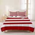 thumbnail image 3 of Twin Quilt Set 68''x86'', Red Stripes Lightweight Summer Bedspread Coverlet Set with 2 Pillow Shams, Simple Red White Texture Breathable All Season Quilt Bedding for Dorm/Bedroom, 3 of 9