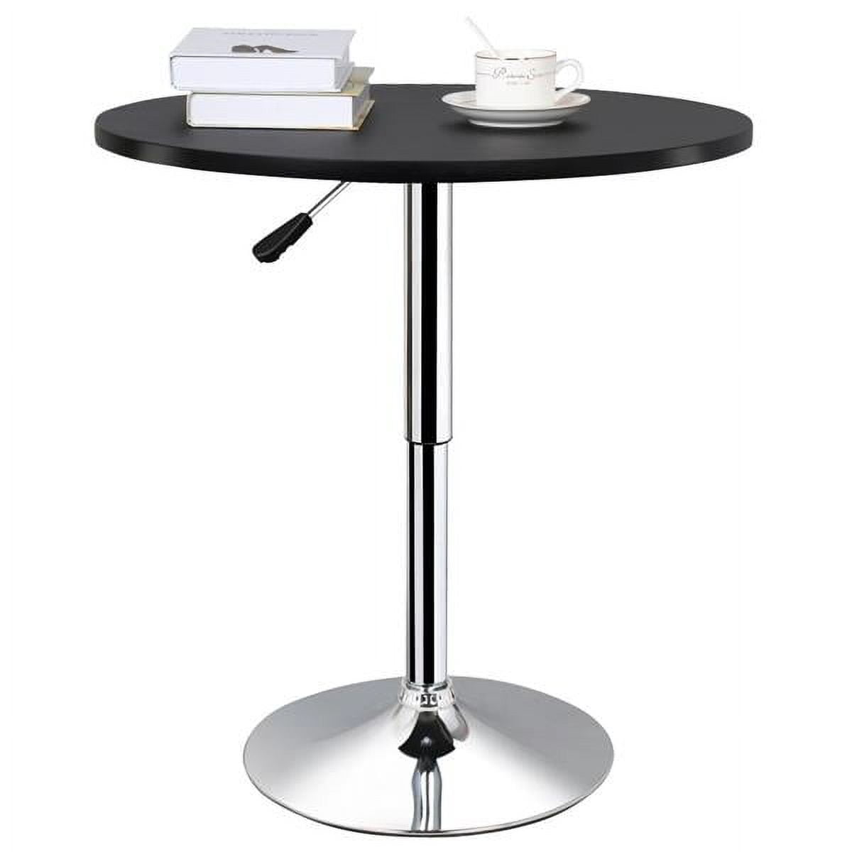 Alden Design Adjustable Chrome Base Round Swivel Bar Table for Bistro Café, Black