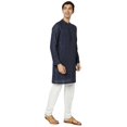 thumbnail image 2 of In-Sattva Men's Majestic Pinstriped Bejeweled Designer Indian Kurta Tunic; Midnight Navy; SM, 2 of 2