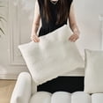 thumbnail image 6 of 78 Inch Premium Teddy Fabric 3-Seat Sofa with 3 Back Pillows & Cushions, Solid Wood Frame, Oversized Upholstered Couch for Living Room, Bedroom, Apartment & Office,Off White, 6 of 17