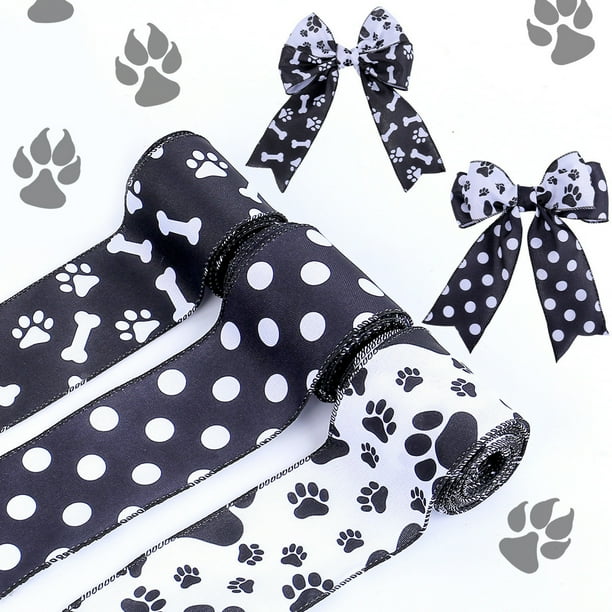 Cinta Decorativa con Huella de Perro | Lazo de Tela Suave para Mascotas, Regalos y Decoración Del Hogar | Lavable a Máquina y No Destiñe | Paquete de 1