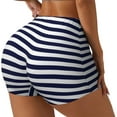 thumbnail image 2 of Xecao Navy Blue And White Stripes Print Workout Shorts for Women Soft Smooth Gym Yoga Scrunch Active Tennis Workout Running Shorts, 2 of 9