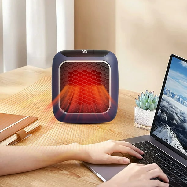 Mini calentador de enchufe eléctrico, calentador de espacio inteligente de 800W, radiador doméstico (azul EE. UU.)