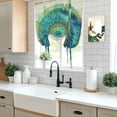 thumbnail image 6 of Blue Green Seagrass Tie Up Curtain 45 Inches Long, Vintage Art Watercolor Texture Balloon Style Kitchen Window Curtain Over Sink, Small Window Rod Pocket Curtain 42"x45", 6 of 9