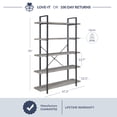 thumbnail image 2 of BELLEZE 5 Tier Modern Rustic Industrial Bookshelf - Hazel (Gray Wash), 2 of 7