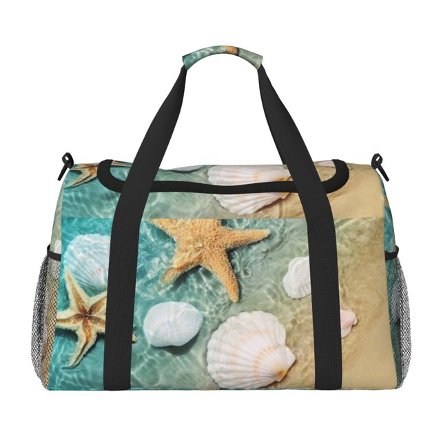 Disketp Starfish And Seashell Bolsa de Viaje Tipo Duffle, Bolso de Mano para Fin de Semana para Mujer, Bolsa de Gimnasio Ligera para Hombre, Esencial para Viajes