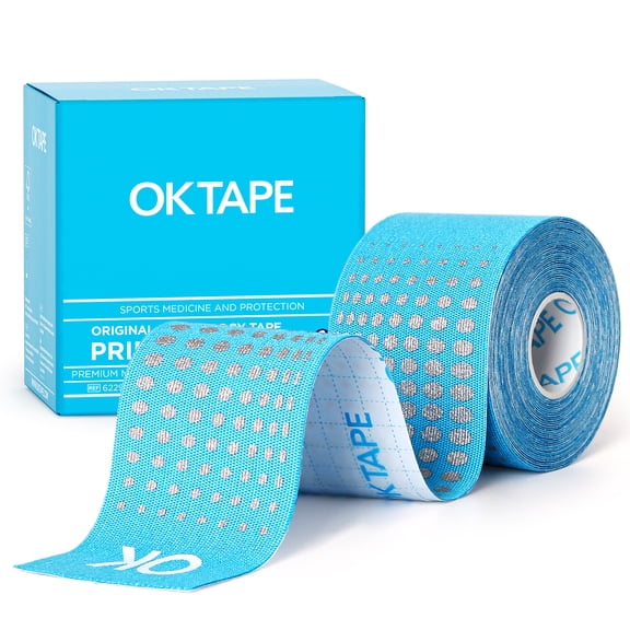 OK TAPE Synthetic Kinesiology Tape Prime, Breathable Sports Athletic Tape for Joint & Muscle Discomfort, Latex Free and Water Resistance, 1 Roll, 2in×16.4ft-Blue