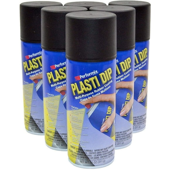 Plasti Dip Mat Noir 6-Pack Enveloppe Liquide en Caoutchouc Amovible Revêtement Aérosol Boîtes - 11 Oz Chacune