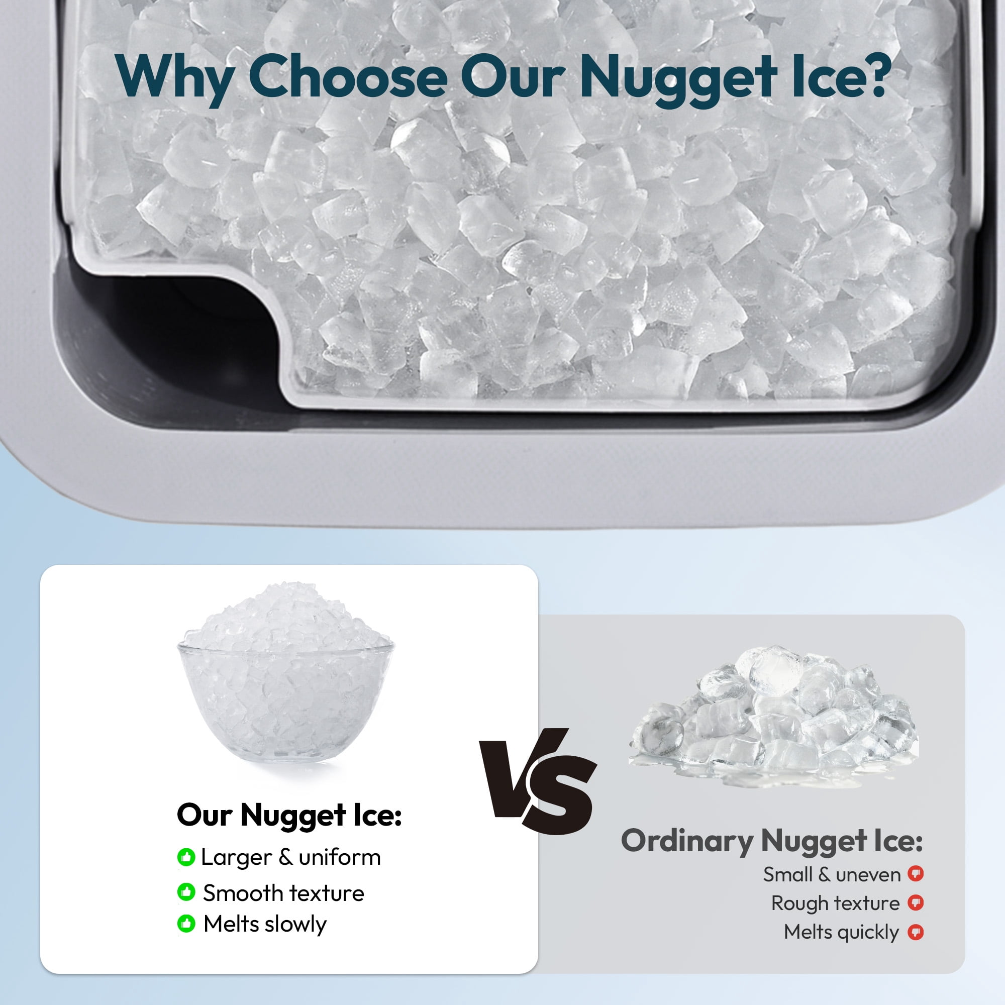 EUHOMY Nugget Ice Maker Countertop 26lbs/Day, 4.3L Water Tank, Portable Chewable Ice Machine for Home, Office & Bar