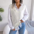 thumbnail image 4 of Aayomet Womens Summer Sweater Knitted Vest College Style Pullover Sweater (White, L), 4 of 5