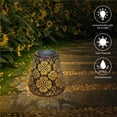 thumbnail image 4 of Lámpara Solar Colgante De Metal Con Energía Solar, De Mano, Decorativa, Arte Del Hierro, Agujeros Redondos, Luz De Linterna Led De Proyección Hueca Con Asa Para Jardín, Patio, Hogar Y Exteriores Minnieouse HA013926-00, 4 of 6