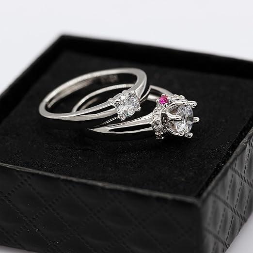 His and Hers Matching Adjustable Wedding Bands Engagement Ring Set for Couples Walmart