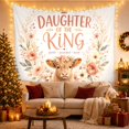 thumbnail image 3 of Highland Cow with Floral Crown Inspirational Boho for Women and Teen Girls Christian Wall Decor Christmas Gift Tapestry Wall Hanging for Bedroom and Dorm, 3 of 7