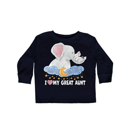 

Inktastic I Love My Great Aunt Cute Elephants with Moon and Stars Gift Toddler Boy or Toddler Girl Long Sleeve T-Shirt