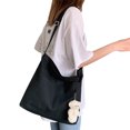 thumbnail image 1 of Bolso de color liso Bolso de ocio para mujer Bolso de hombro de gran capacidad Bolso mensajero de literaturanegro, 1 of 5