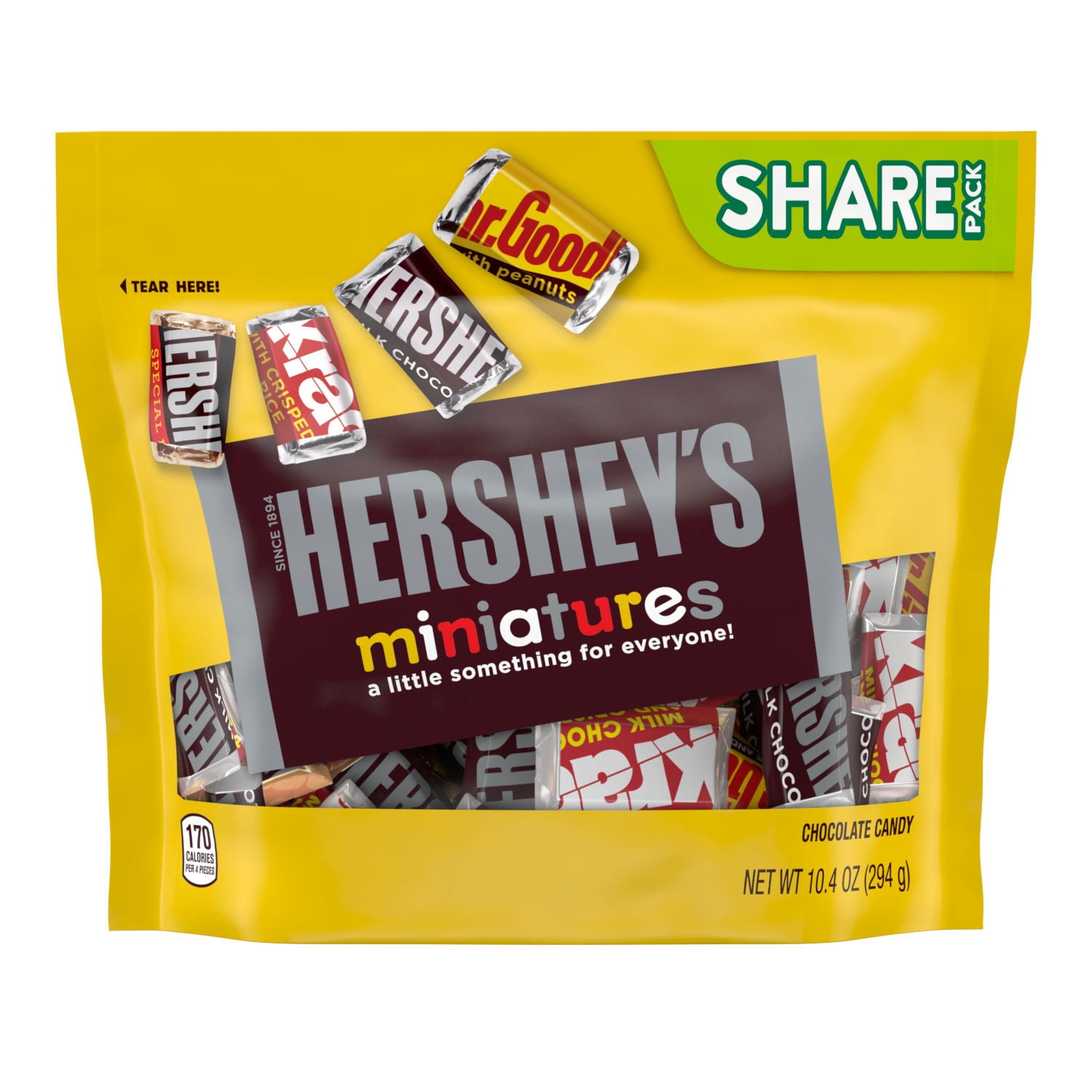 HERSHEY'S Miniatures Assorted Milk and Dark Chocolate Snack Size, Easter Candy Bars Share Pack, 10.4 oz