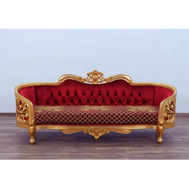 Victorian Velvet & Red Gold Luxury BELLAGIO Sofa EUROPEAN FURNITURE -