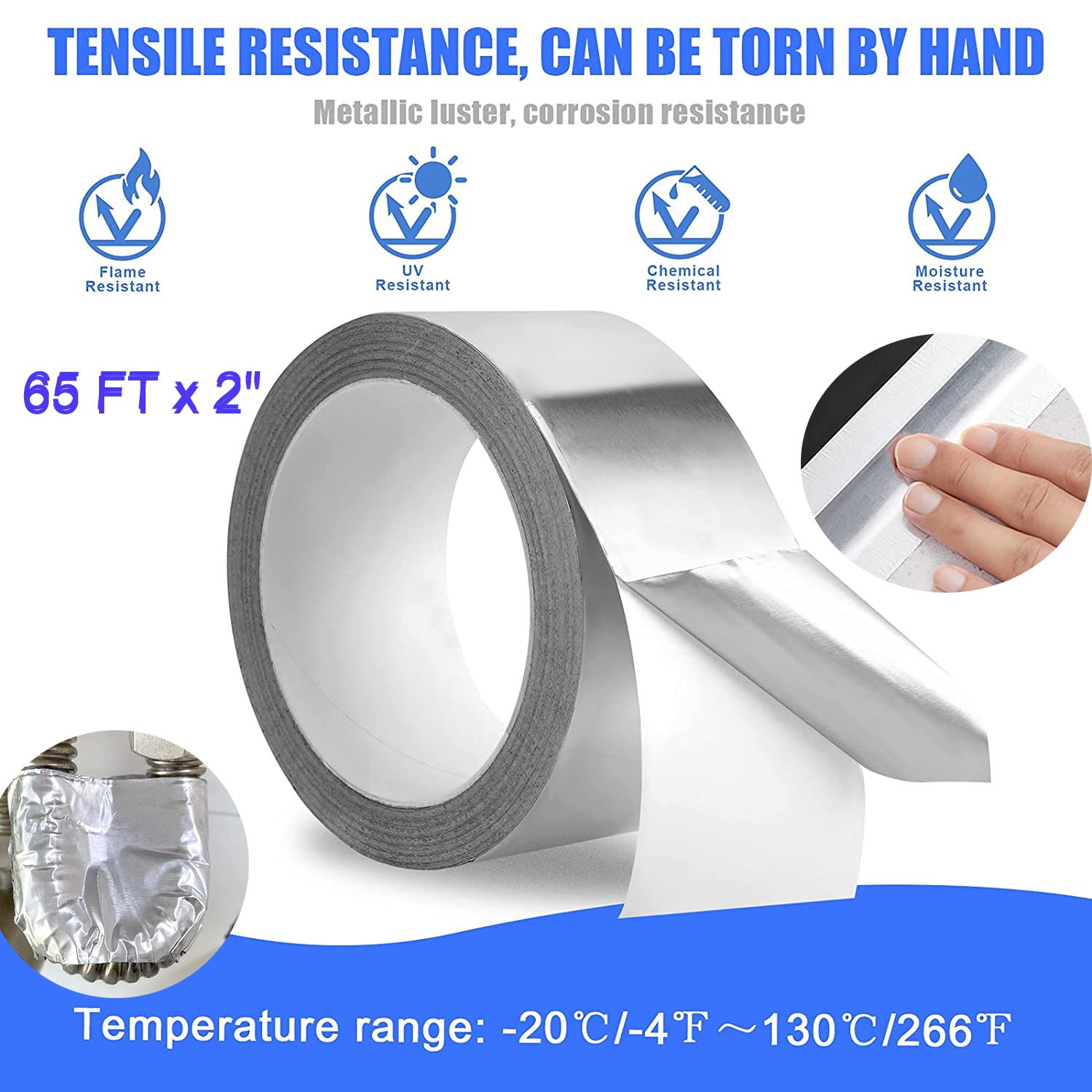 16 FT x 2" Aluminum Foil Heat Shield Tape HVAC Heating A/C Sealing 