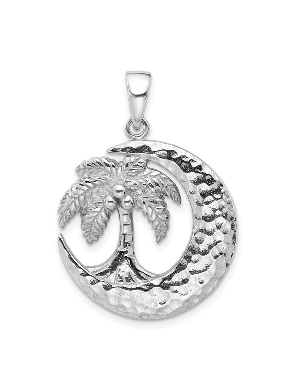 Palmetto tree crescent moon diamond necklace Clearance