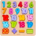 thumbnail image 1 of Juguetes de rompecabezas de números de madera, rompecabezas de letras y números ABC para niños pequeños de 1, 2 y 3 años, juguetes de aprendizaje preescolar para niños (rompecabezas de números), 1 of 5