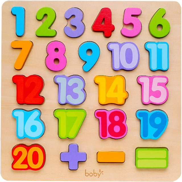 Juguetes de rompecabezas de números de madera, rompecabezas de letras y números ABC para niños pequeños de 1, 2 y 3 años, juguetes de aprendizaje preescolar para niños (rompecabezas de números)