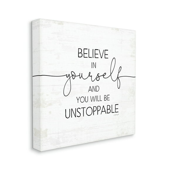 Stupell Industries Believe In Yourself Inspirational Sentiments Distressed Charm,30 x 30,Designed by Jennifer Pugh