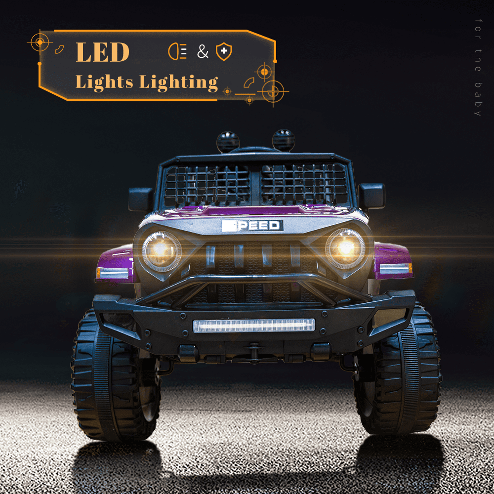 BKIRNP Kids Electric Car Ride on Cars 12V Powered 4-Wheel Battery Car 3mph w/Remote Control MP3 LED Bluetooth Music for Kids 2+