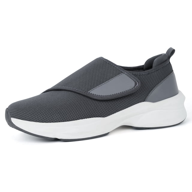 JABASIC Hombres Zapatos Ortopédicos para Diabéticos Zapatos para Edema para Pies Hinchados (US8/MX26.5,Gris)