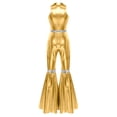 thumbnail image 4 of Hansber Womens S S Disco Costumes Sparkle Flare Jumpsuit Shiny Metallic For Rave Themed Parties Gold S, 4 of 5