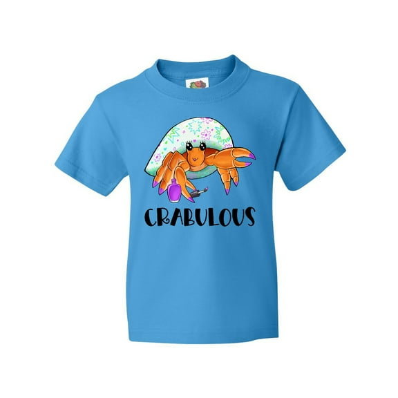 Inktastic Crabulous Cute Hermit Crab with Purple Nail Polish Youth T-Shirt