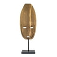 thumbnail image 7 of 21" Wooden Hand Carved Tribal Ethnic Primitive Brown Mask on Stand Sculpture Figurine Statue Handmade Home Decor Accent Handcrafted Art, 7 of 7