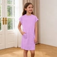 thumbnail image 3 of UQJfacai Girls Short Sleeve Dress A-Line Loose Casual Shift Swing Summer Crewneck T-Shirt Dress with Pockets 5-14 Years, 3 of 9