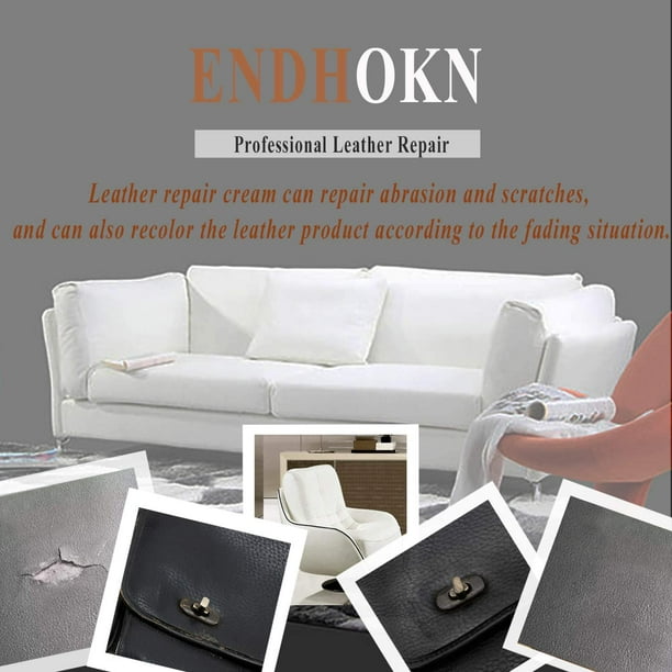 Endhokn Kit de réparation de cuir noir 200 ml Kit de réparation de vinyle -  Canapé de meubles, siège de voiture, vêtements en cuir, sac en cuir,  ceinture, 