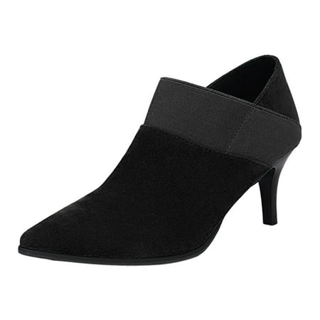 OJSFQUFP Winter Womens Boots Large Size Deep Mouth Career Commuting Office Fine High Heels High Heels Pointed Boots Waterproof Womens Shoes Black 42