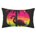 thumbnail image 1 of Fotbe Flamingo And Palm Trees At Sunset Funda de Almohada Decorativa Estilo Occidental, Lujo en Algodón, Fundas para Almohadas King, Cojín Estampado para Decoración del Hogar-14"x20", 1 of 6
