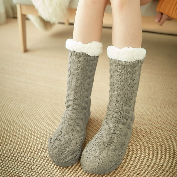 Calcetines de algodón de invierno para mujer, calcetines de suelo gruesos y lisos, calcetines de alfombra, calcetines de mujer