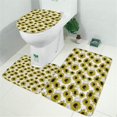 thumbnail image 2 of White Sunflower Pattern Bathroom Rugs Sets 3 Piece,Toilet Cover Set,Absorbent Non Slip Bathroom Mats Sets with U-Shaped Contour Rug Toilet Rug Set, 2 of 5