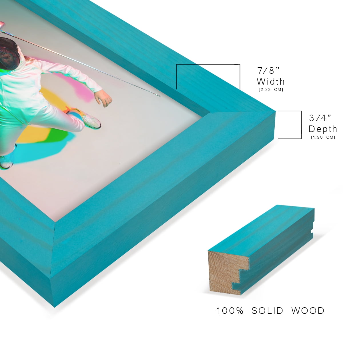3.5x5 Wood Grain Picture Frame - Cyan