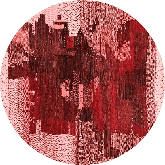 Ahgly Company Indoor Round Abstract Red Contemporary Area Rugs, 3' Round