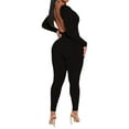 thumbnail image 3 of Sedceaty Women Workout Romper Solid Color Backless Long Sleeve Pants Jumpsuits for Sports Gym Yoga Fitness, 3 of 8