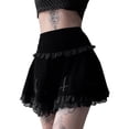 thumbnail image 2 of KOMOO Womens Lace Patchwork Mini Pleated Skirts Vintage High Waist Ruffle Harajuku Goth Short Skirts, 2 of 7