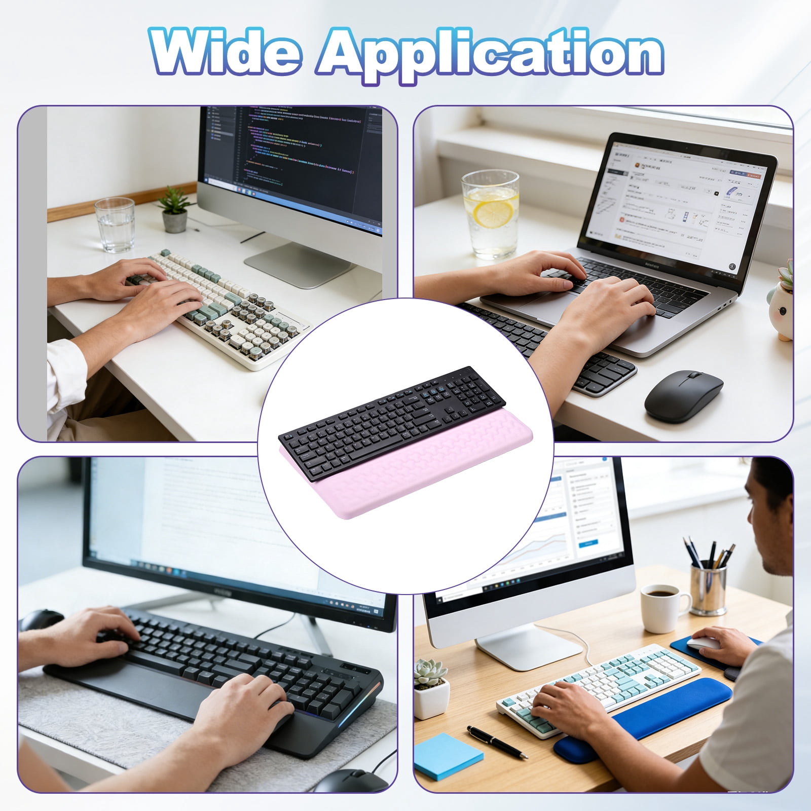 Uxcell Computer Keyboard Stand with Wrist Rest, Computer Wrist Support Pad, Keyboard Stand Riser Holder Pad for Office Desk Gaming Home, Pink