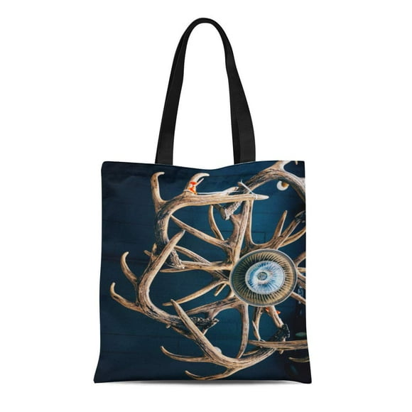 NUDECOR Canvas Tote Bag Fine Antlers Chandelier Photography Still Life Light Lamp Reusable Handbag Shoulder Grocery Shopping Bags
