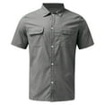 thumbnail image 5 of TAIAOJING Mens Shirts Solid Pocket Single Cotton Linen Short Sleeve Blouses Grey XXXL, 5 of 5
