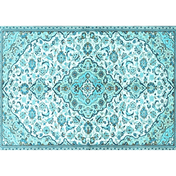 Ahgly Company Indoor Rectangle Persian Light Blue Traditional Area Rugs, 5' x 7'
