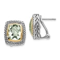 thumbnail image 3 of Sterling Silver Two Tone Silver And Gold Plated Sterling Silver w/Green Quartz Earrings, 3 of 6